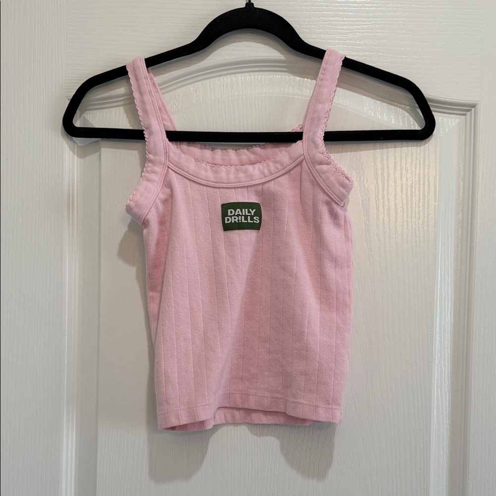 Daily Drills!!! XS/S Baby Pink Pointelle Ribbed Tank